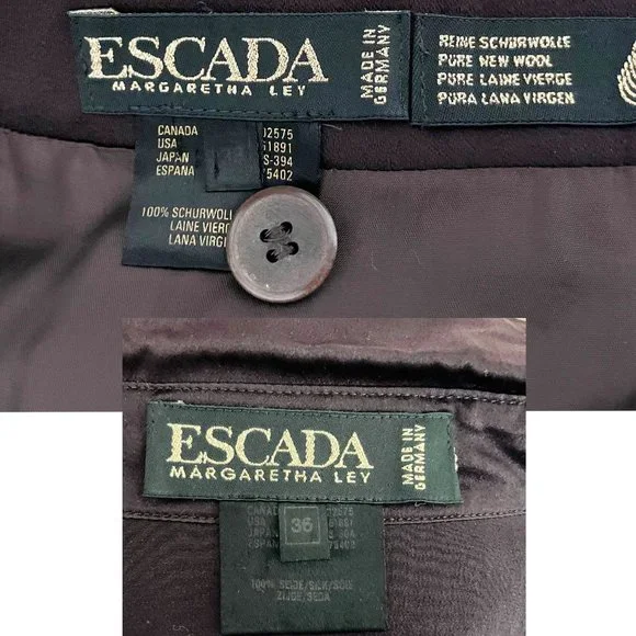 Escada Blouse & Long Skirt 2pc Set Burgundy Silk Wool Vintage 90s - Picture 7 of 7